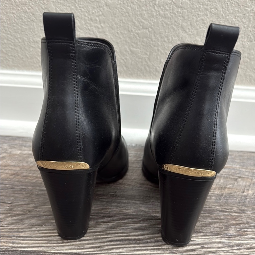 Michael Kors Black and Gold Heeled Boots